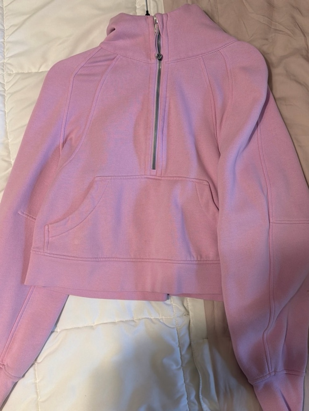 S/M lululemon athletica Light Pink Half-Zip Cropped Sweatshirt